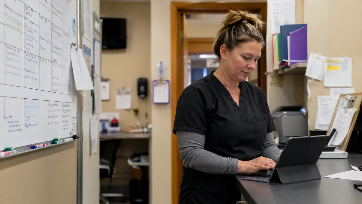 Healthcare professional reviewing patient records